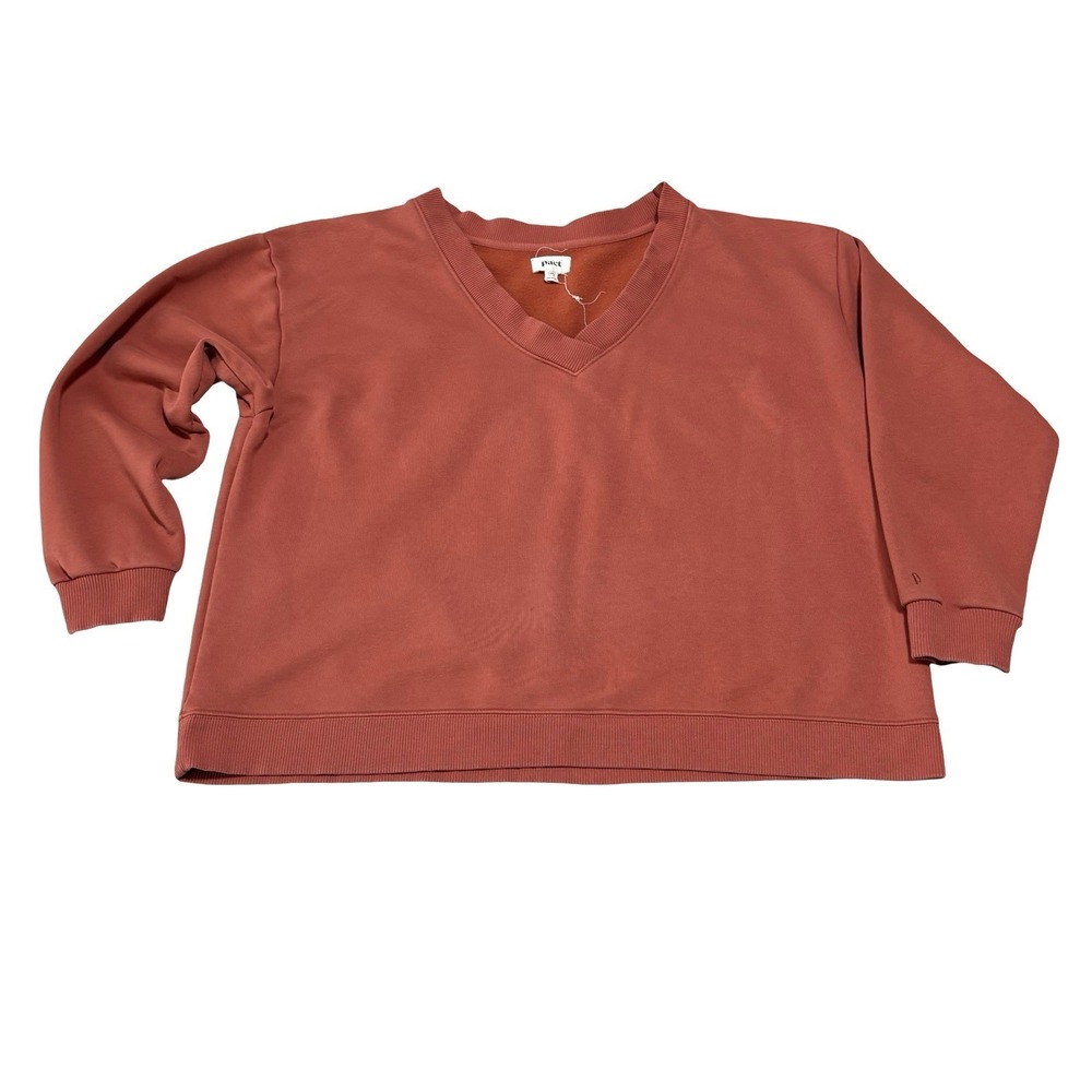 pact Women's V Neck Sweater Orange Cropped Boxy Fit Size XXL 27 x 25
